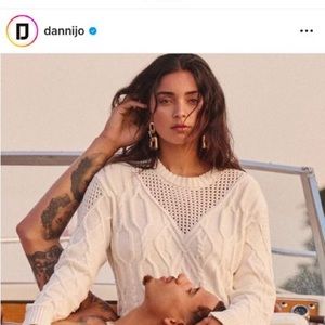 DANNIJO PEARLED IVORY CABLE KNIT SWEATER